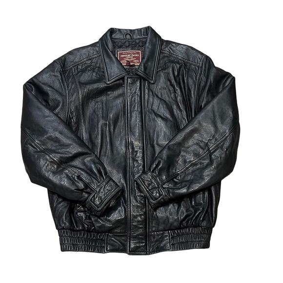 AMERICAN CLASSICS Men's Colebrook Leather Jacket Size L In Black - Picture 1 of 8